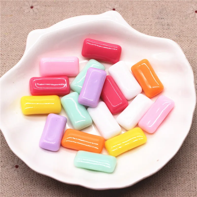 20pcs Mix Colors Cute Resin Simulation Chewing Gum Food Art Supply Flatback Cabochon DIY Craft Decoration,11*21mm