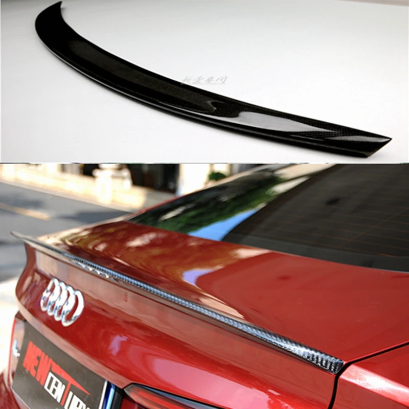 S5 Style Carbon Fiber Rear Trunk Spoiler Wing Fit for Audi A5 4Doors Sedan 2017 2018 2019