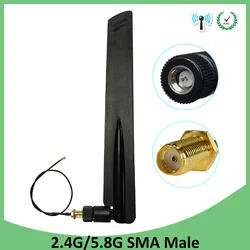 EOTH 2 stücke 2,4g 5,8g antenne 8dbi sma männlichen wlan wifi dual band antene router antena IPX ipex 1 sma-buchse pigtail Verlängerung Kabel