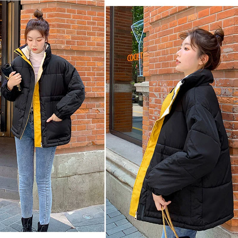 Winter -20℃ Oversize Jacket Female Coat Patchwork Windbreaker Women Padded Zipper Outwear Parka Thick  Streetwear Overcoat Warm