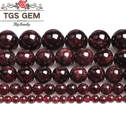 Natural Stone precious Garnet Beads Natural Gem Dark Red Round Smooth Beads 2 3 4 5 7 10 12MM DIY Bracelet For Jewelry Making