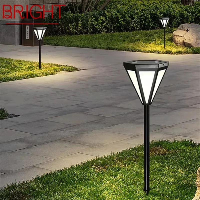 

BRIGHT Outdoor Contemporary Simple Solar Lawn Lamp Black LED Lighting Waterproof Home for Villa Garden