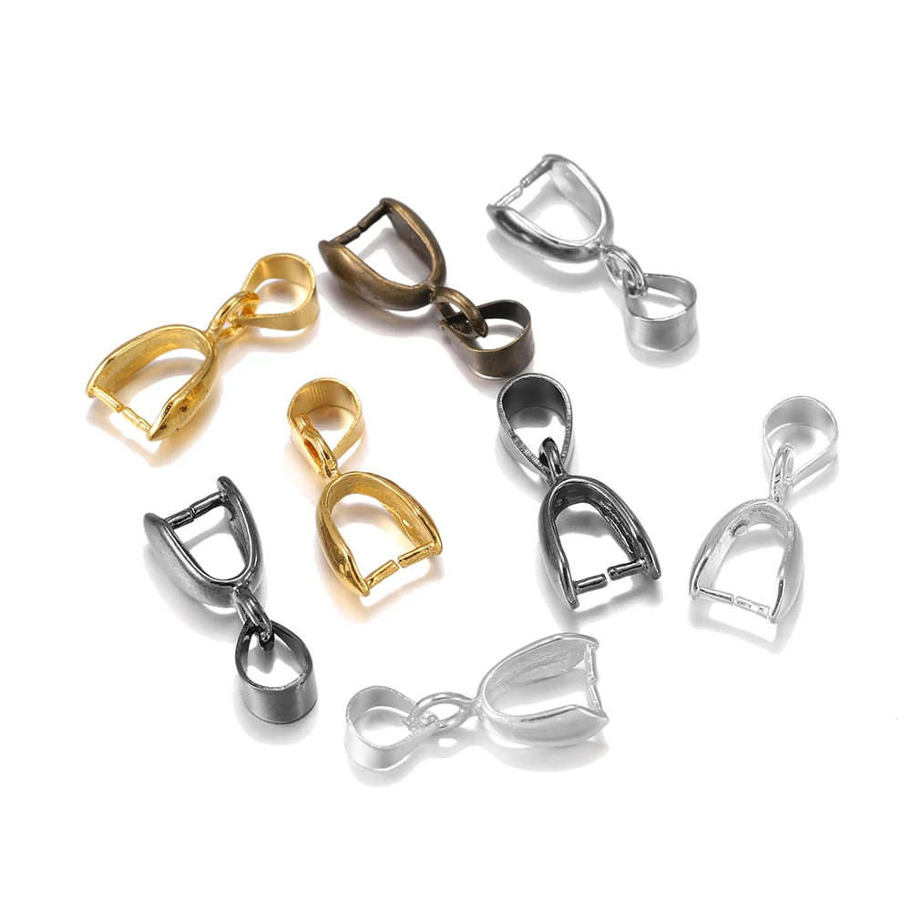 20pcs/lot 6 Colors Copper Pendant Clip Clasp Melon Seeds Buckle Pendant Connectors Charm Bail Beads Jewelry Making Necklace