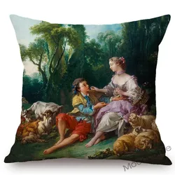 Rococo Oil Painting Art Francois Boucher Spring Summer Autumn Pastoral Mythology Vintage Sofa Cushion Cover Car Pillow Cover