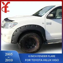 6 Inch Fender Flare For Toyota Hilux Vigo 2005 2006 2007 2008 2009 2010 SR5 MK6 Double Cabin Car Accessories Black Mudguards