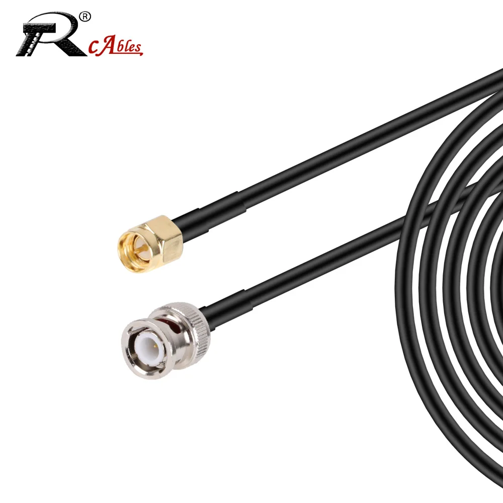 RG58 kabel BNC męskie do SMA wtyk męski RG-58 50 Ohm RF kabel przedłużający Adapter złącza zestaw kabla przedłużającego RF Pigtail 15CM 20CM 30CM