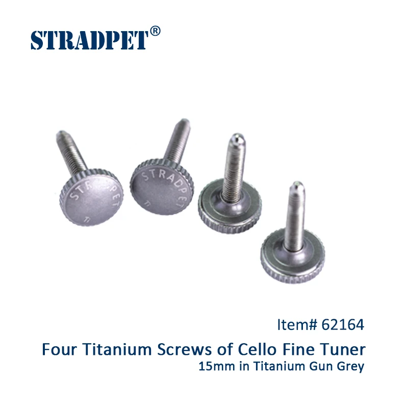 STRADPET 4pcs Titanium Screws of Cello Fine Tuner in Bright or Gun Gray, Two Bolt length, Four kinds of Nuts for Cello Tuner