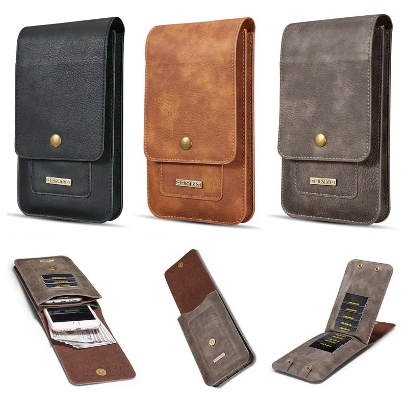 Universal Genuine Leather Waist Bag Durable Outdoor Mobile Phone Pouch Passport Cover Retro Business Card Holder Men Credit Card