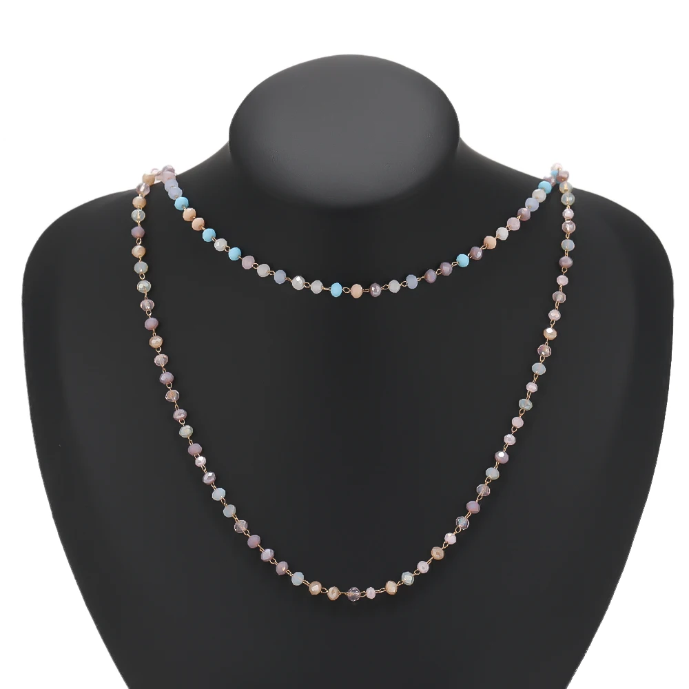 1 Meter Edelstahl Bunte Glasperlenketten DIY Schmuckherstellung Halsketten Zubehör Armbänder Fußkettchen Zubehör – Detail 5