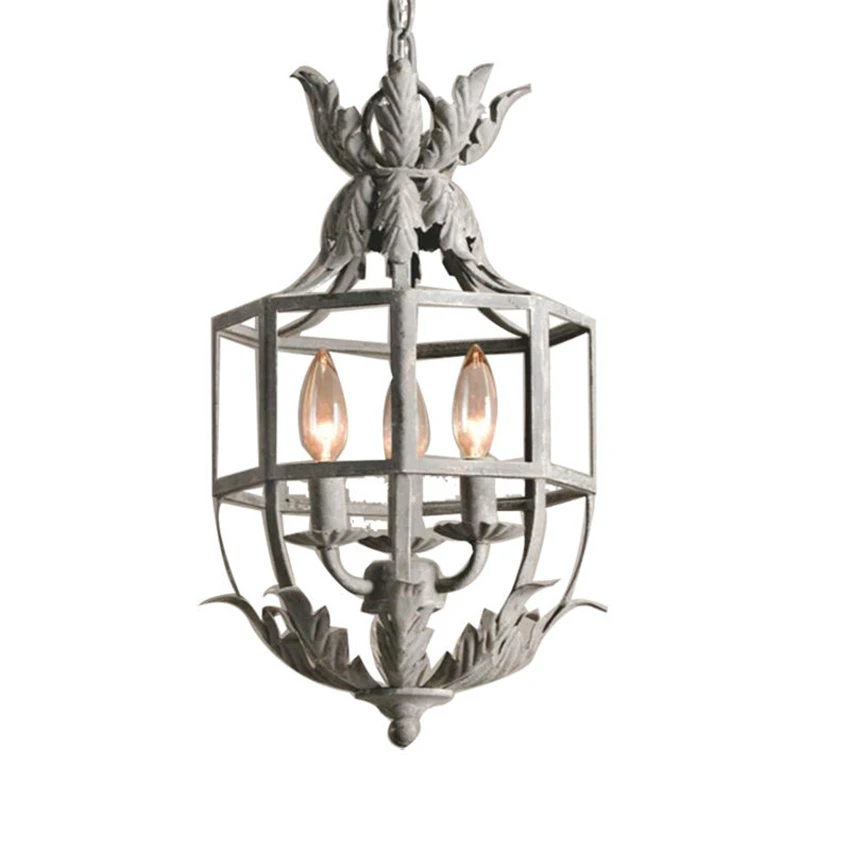 American Three-head Cage Pendant Lights Restaurant Iron Retro Clothing Shop Dining Room Bedroom Bedside Hanging Lights Lighting