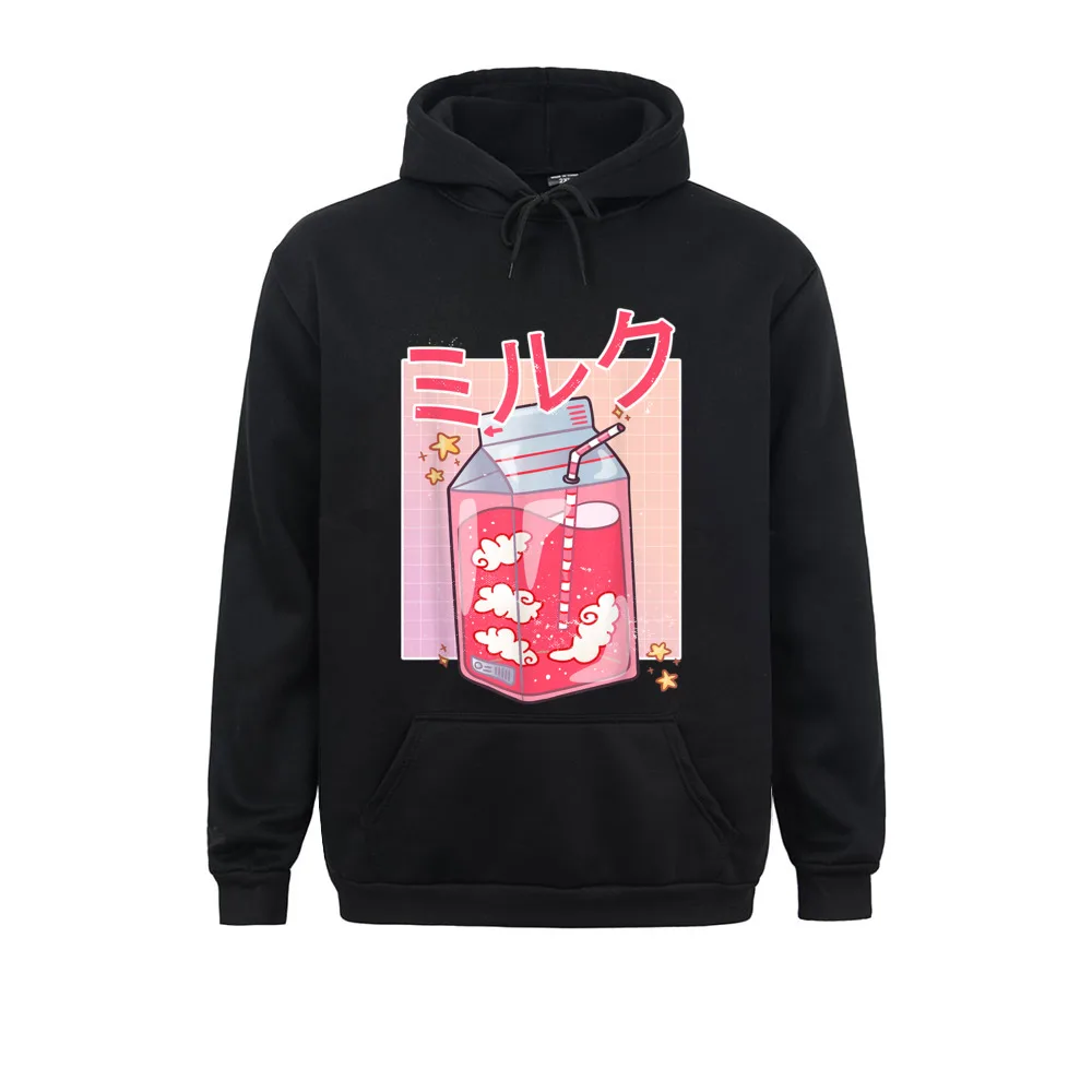 Long Sleeve Hoodies Sweatshirts Funny Retro 90s Soft Grunge Japanese Kawaii Strawberry Milk Clothes Fitted