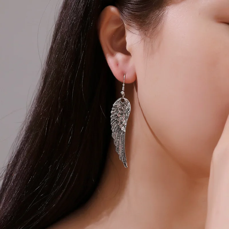

Retro Angel Wings Alloy Metal Silver Plated Dangle Earrings & Drop Earrings for Women
