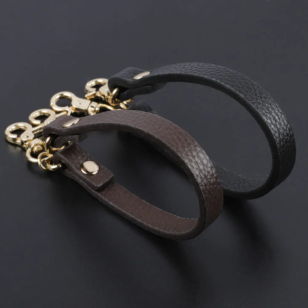 Cow Leather Handle Shoulder Strap Lychee Pattern Women Short Bag Strap Black Coffee Cream Red Handbag Replacement Wrist Straps