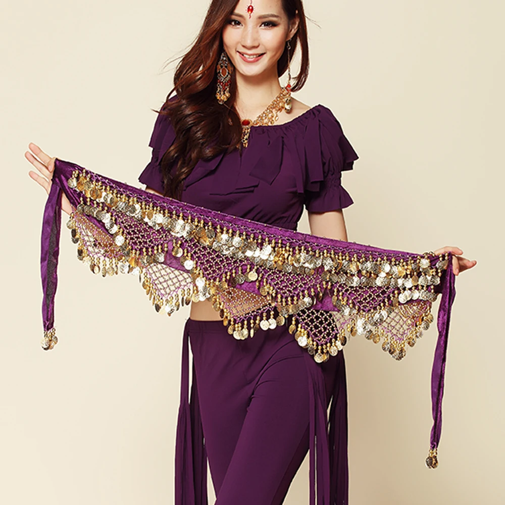 New Style Coins Belly Dance Waist Chain Hip Scarf BellyDance Loud Sounds Waist Belt, 9 Colors For your Choice