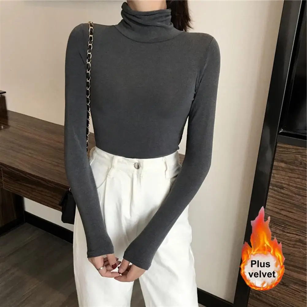 

Women Sweater Trendy Concise Turtleneck Elasticity Base Shirt Widely Applied Bottoming Shirt