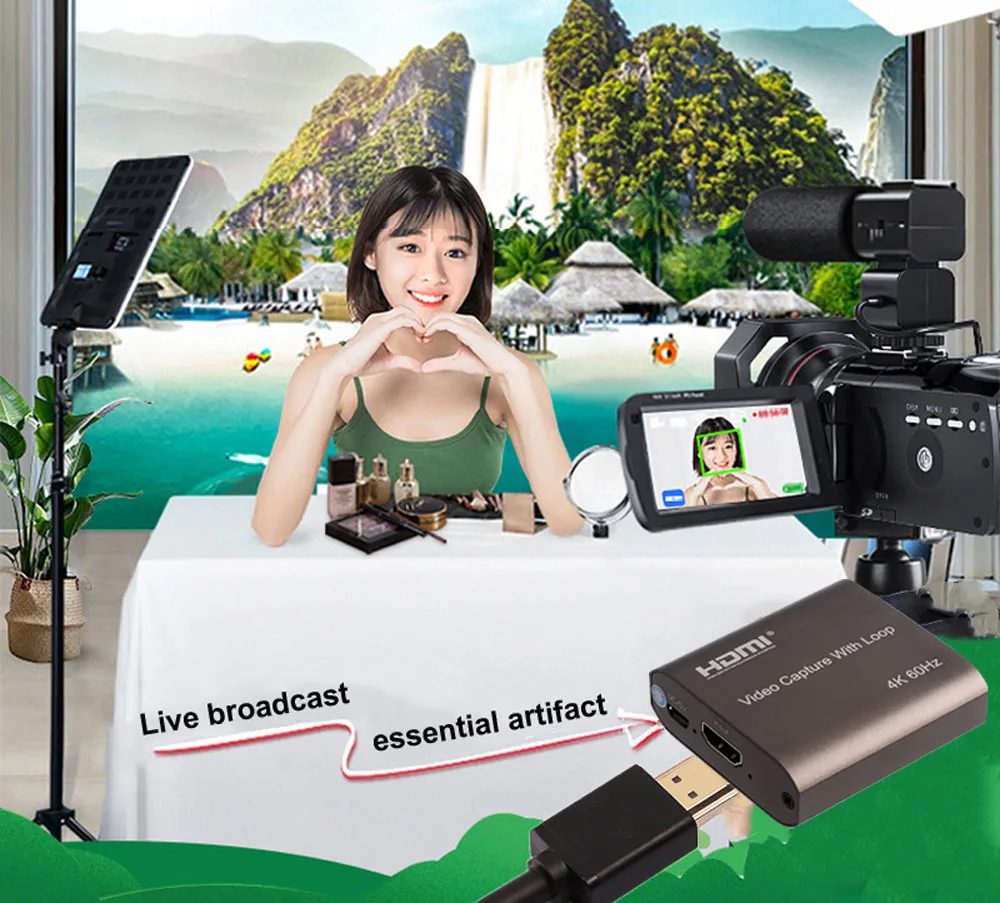 H1111Z 4K 60Hz HDMI Video Capture CardทีวีLoop 1080Pเกมการบันทึกแผ่นที่ถ่ายทอดสดกล่องUSB 2.0 3.0 GrabberสำหรับPS4กล้อง