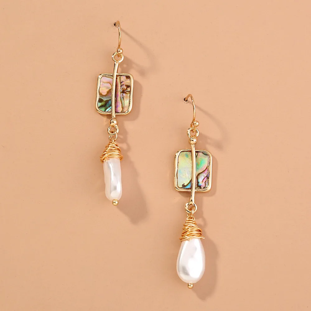 New Fashion Simulated Pearl Earrings for Woman Metal Geometry Water Drop Kinds Exaggerated Drop earrings Jewelry