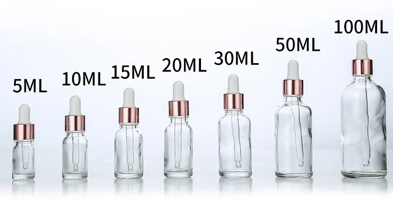 5ml 10ml 30ml 50ml 100ml Glass Dropper Bottles Translucence Essential Oil Bottles With Glass Pipettes Empty Refillable Bottles