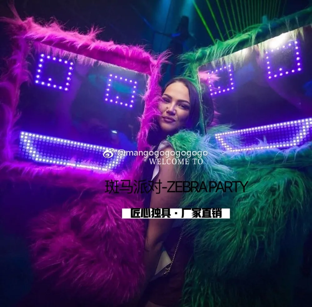 LED Technology headwear Fur Jacket Jungle Party Performance Costume Gogo Show Bar Gogo Show cosplay costumes