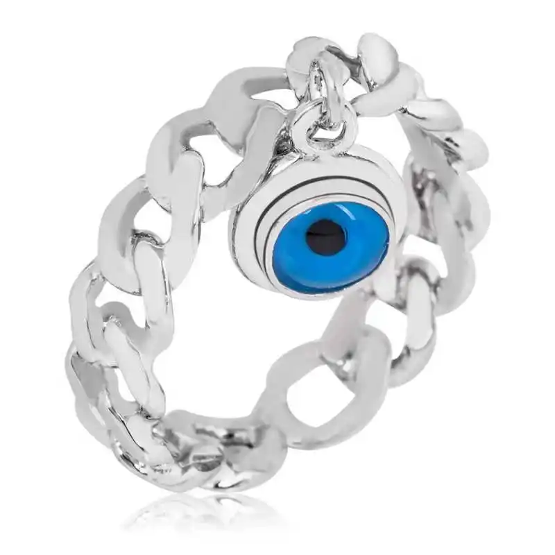 Silver Chain Evil Eye Lady 'S Ring