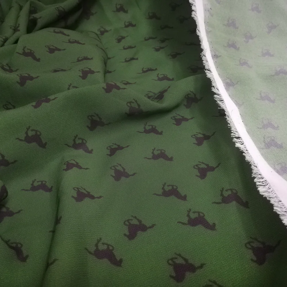 Olivgrüner Chiffon-Stoff, hochwertig bedruckt, für lange Kleider, Schals, Sommerhosen, Heimdekoration, biegsam – Detail 3
