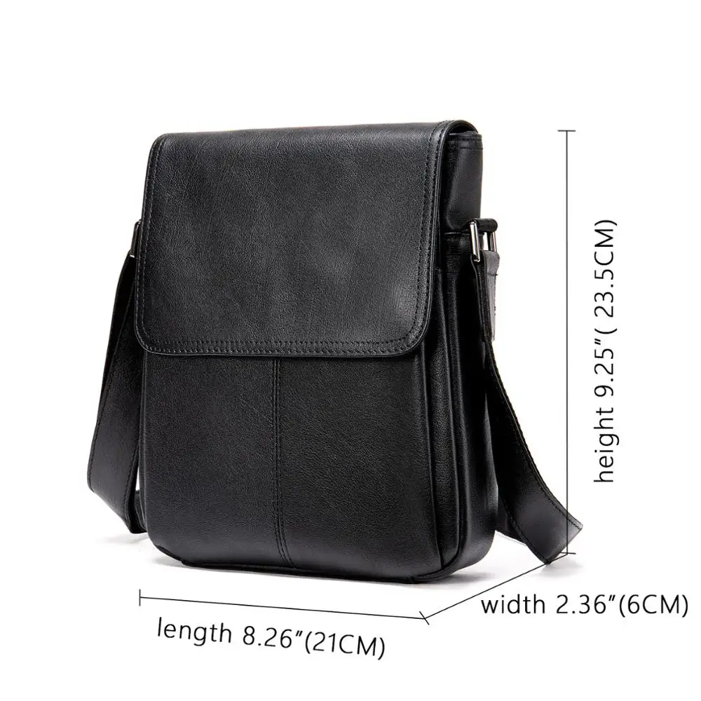 WESTAL bolso de hombro de cuero genuino para hombre, bolsos de mensajero negros para marido, bolsos laterales para hombre, bolsos cruzados casuales