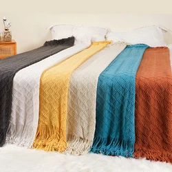 Knit Blanket Grey Nordic Waffle Plaid Sofa Throw Blankets Office Travel Tapestry Bedspread Bed Sofa Cover Home Textile Supplies