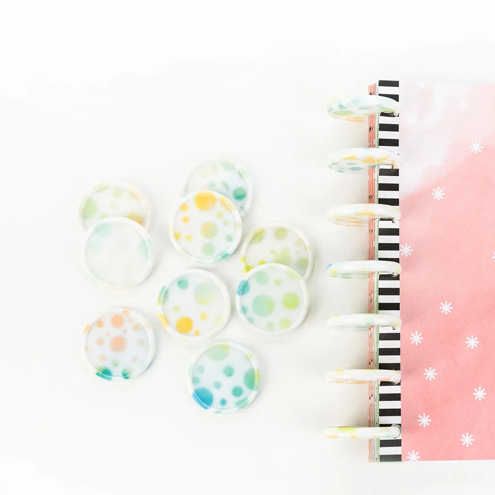 12pcs 35mm Mushroom Hole Notebook Loose-leaf Binding Rings Plastic Binder Lemon Graphic Disc Mushroom Button Plastic Ring