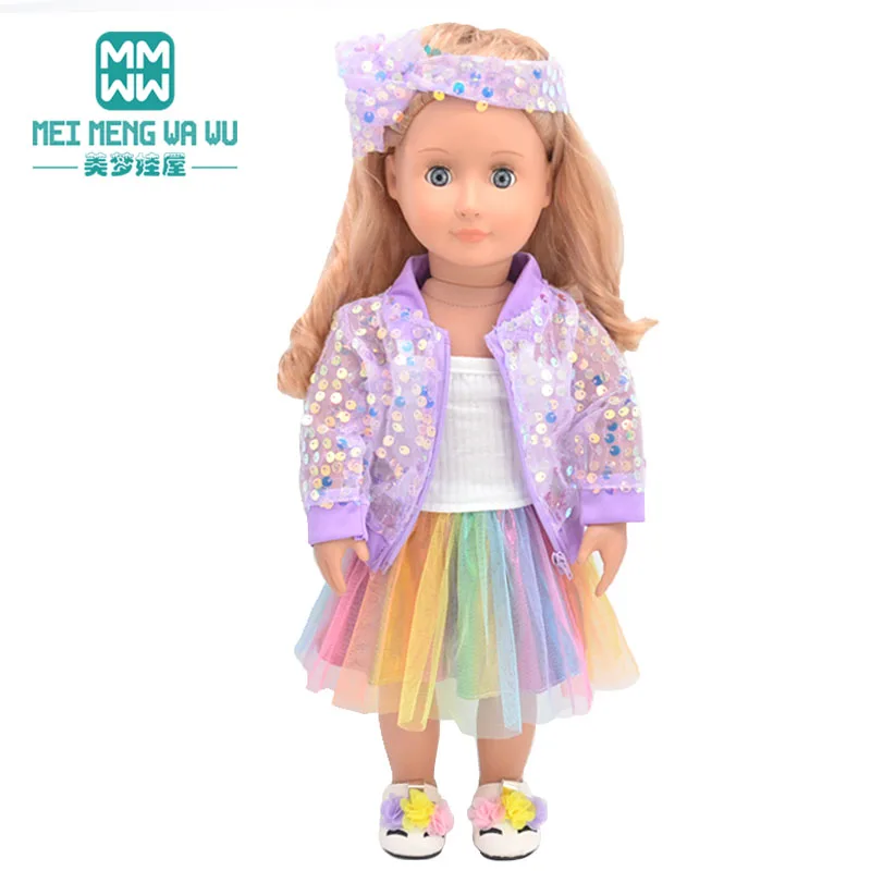 Clothes for Doll Fit 45 cm American Doll Accessories Fashion Denim Shorts Woolen Coat Jacket Dress Gift