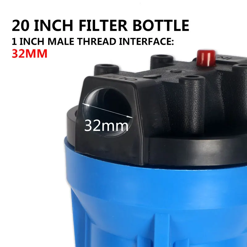 Currency 20 Inch Reverse Osmosis Blue Filter Bottle 1\'\' Thread 32MM 20\'\' Front Whole House Filtration Commercial Cartridge 1Inch