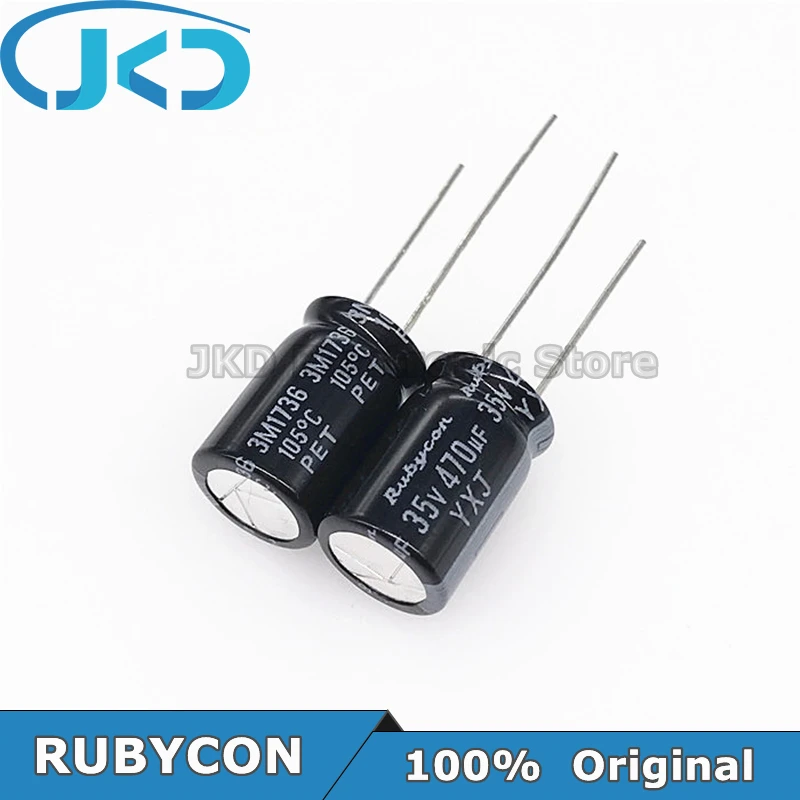 10pcs RUBYCON 470UF 35V 10*16mm 470UF35V 35V470UF 10x16mm Aluminum Electrolytic Capacitor 100% Original