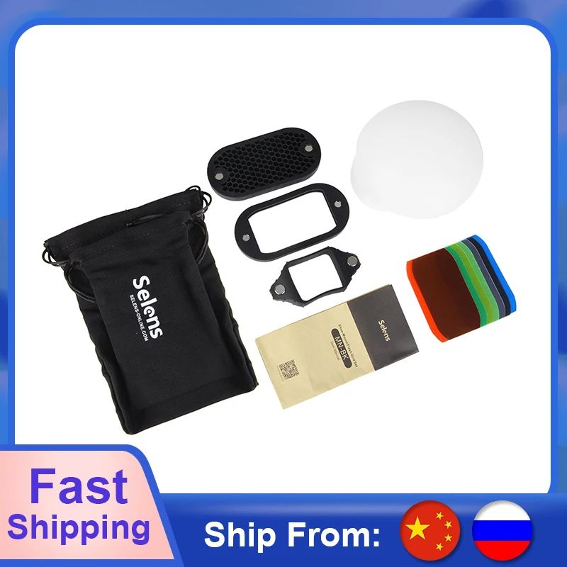 Selens 7 لون مرشحات العسل شبكات ضوء المجال ترتد سنوت قبضة الإضاءة معدل مع المغناطيسي ل فلاش الملحقات عدة