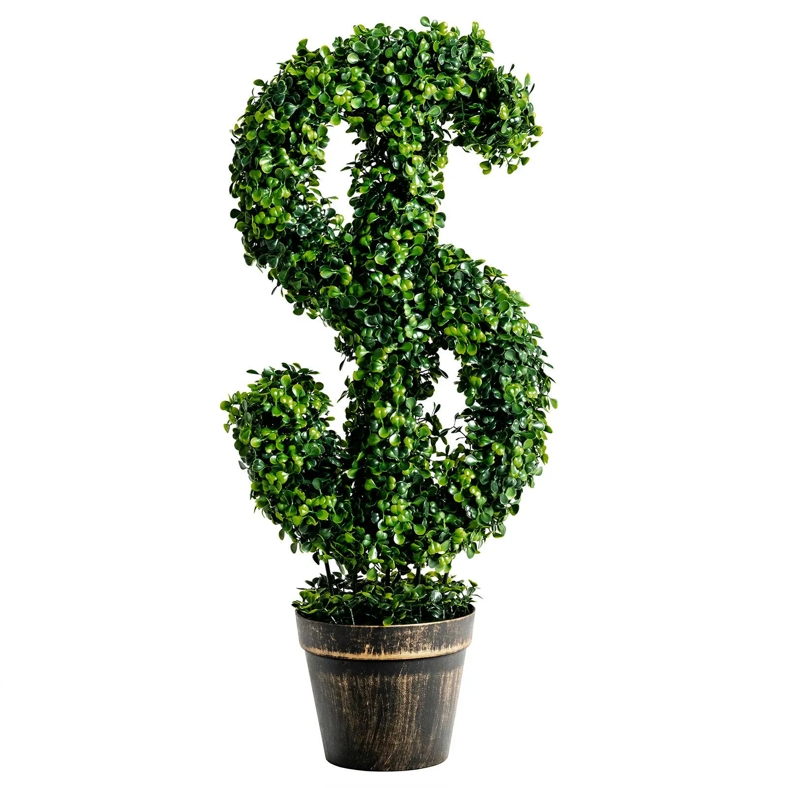 Costway 24” Artificial Boxwood Topiary Plant Faux Decorative Tree Indoor Outdoor  HZ10018