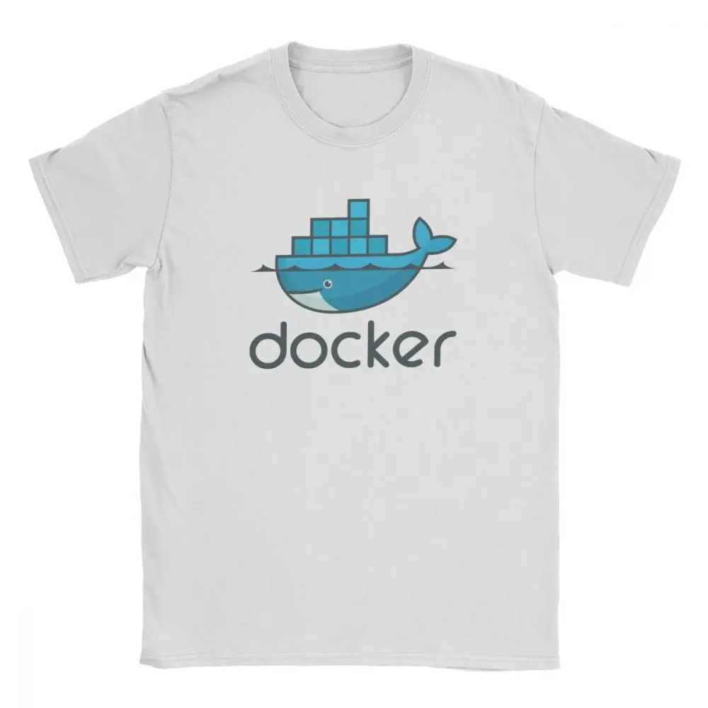 Men T-Shirts Docker Devops Container Development Novelty Pure Cotton Tee Shirt Short Sleeve T Shirt Crew Neck Tops Gift Idea