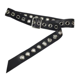 Ceinture en Faux cuir souple, 125CM de Long, nœud noir pour femme, pull, ceintures carrées creuses en argent, manteau à boucle ardillon, sangle de fête