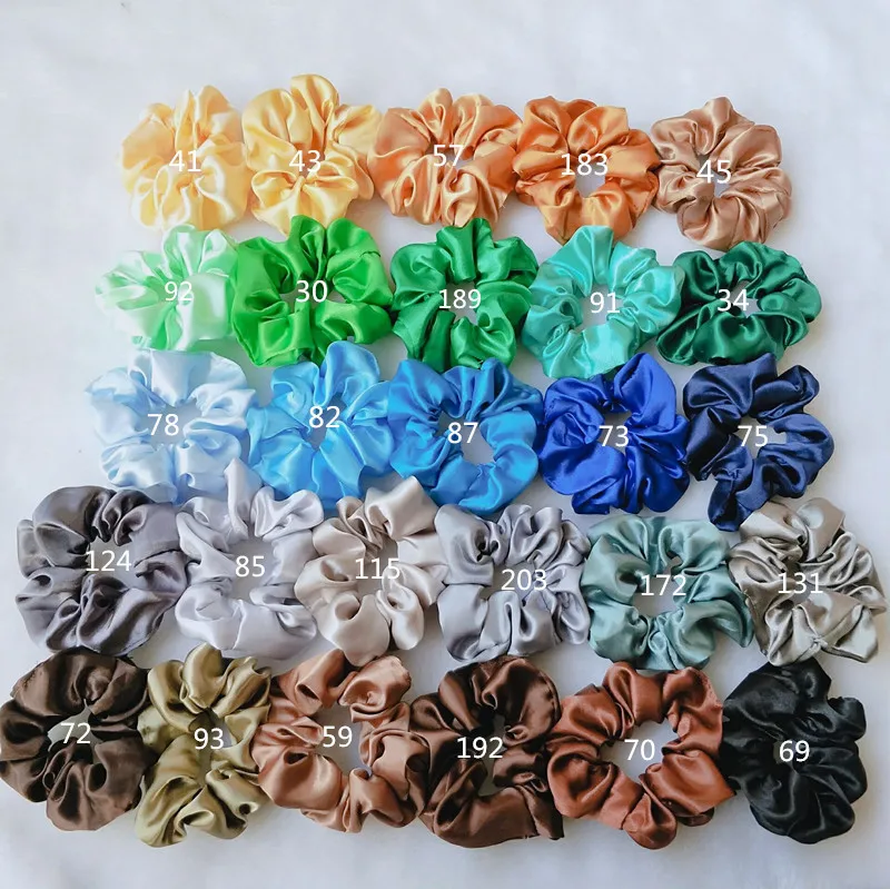 120PC/Lot 2019 New Fashion women lovely satin Hair bands bright color Silk hair scrunchies girl's hair Tie Accessories Ponytail