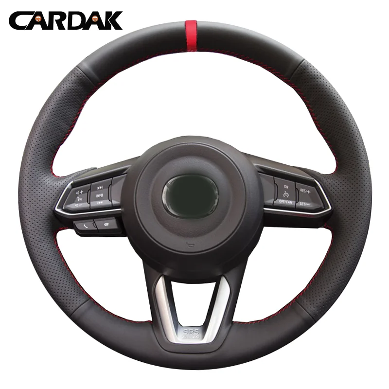 

CARDAK Black Leather Car Steering Wheel Cover For Mazda 3 Axela 2017 2018 2019 Mazda 6 Atenza 2017-2019 CX-3 2018-2019 CX-9 CX-5