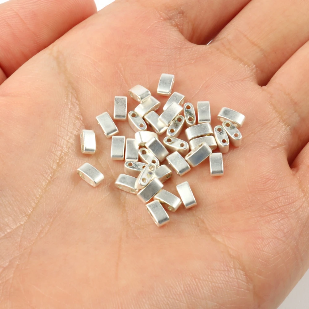 Natural Stone Dull Polish Matte Two Hole Hematite Stone Mineral Loose Spacer Beads For Jewelry Making Diy Bracelet Earrings Tila