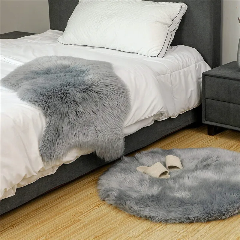 

Yooap Faux Fur alfombra Sheepskin Style Rug (75 x 120 cm) Soft Blanket Aircraft Sofa Office Portable Car Travel Cover Rug- Gray