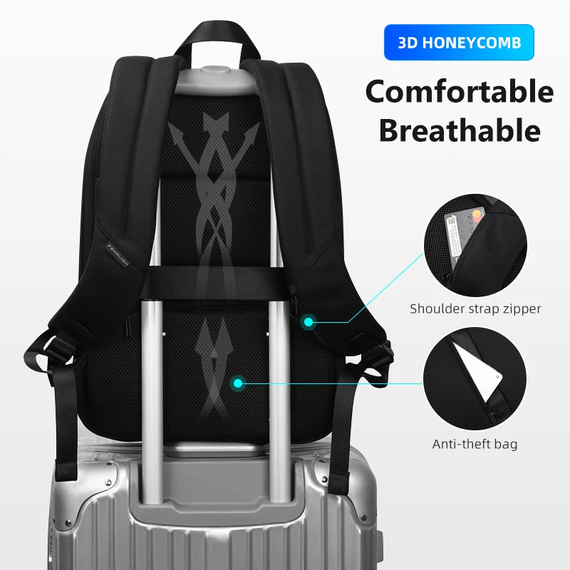 Fenruien Men Backpack Business Expandable Backpacking 15.6 Inch Laptop Backpacks Travel Waterproof USB Charging Male School Bags