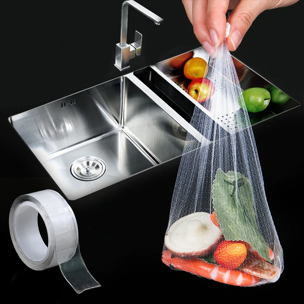 Tri-Holder Filter Sink Strainer Bag Leftovers Garbage Storage Rack Kitchen Hanging Fine Mesh Net Holder