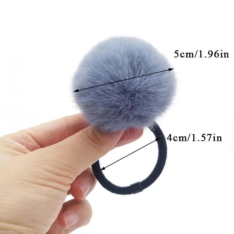 Autumn and Winter Women Warm Plush Ball Hair Scrunchies Solid Color Soft Vintage Hair Gums Kids Cute Rubber Bands For Hair Bun