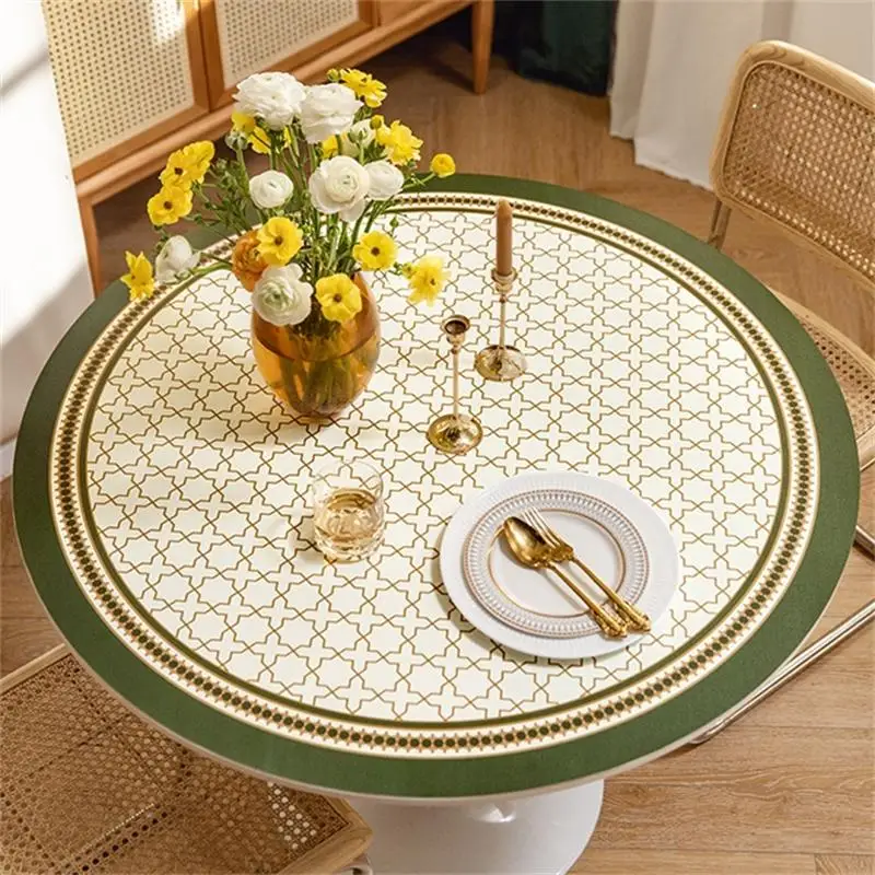 INS Nordic Round Tablecloth Oil-proof Print PVC Leather Table Cloth Outdoor Mat Decoration Table Cover Round Leather Tablecloth