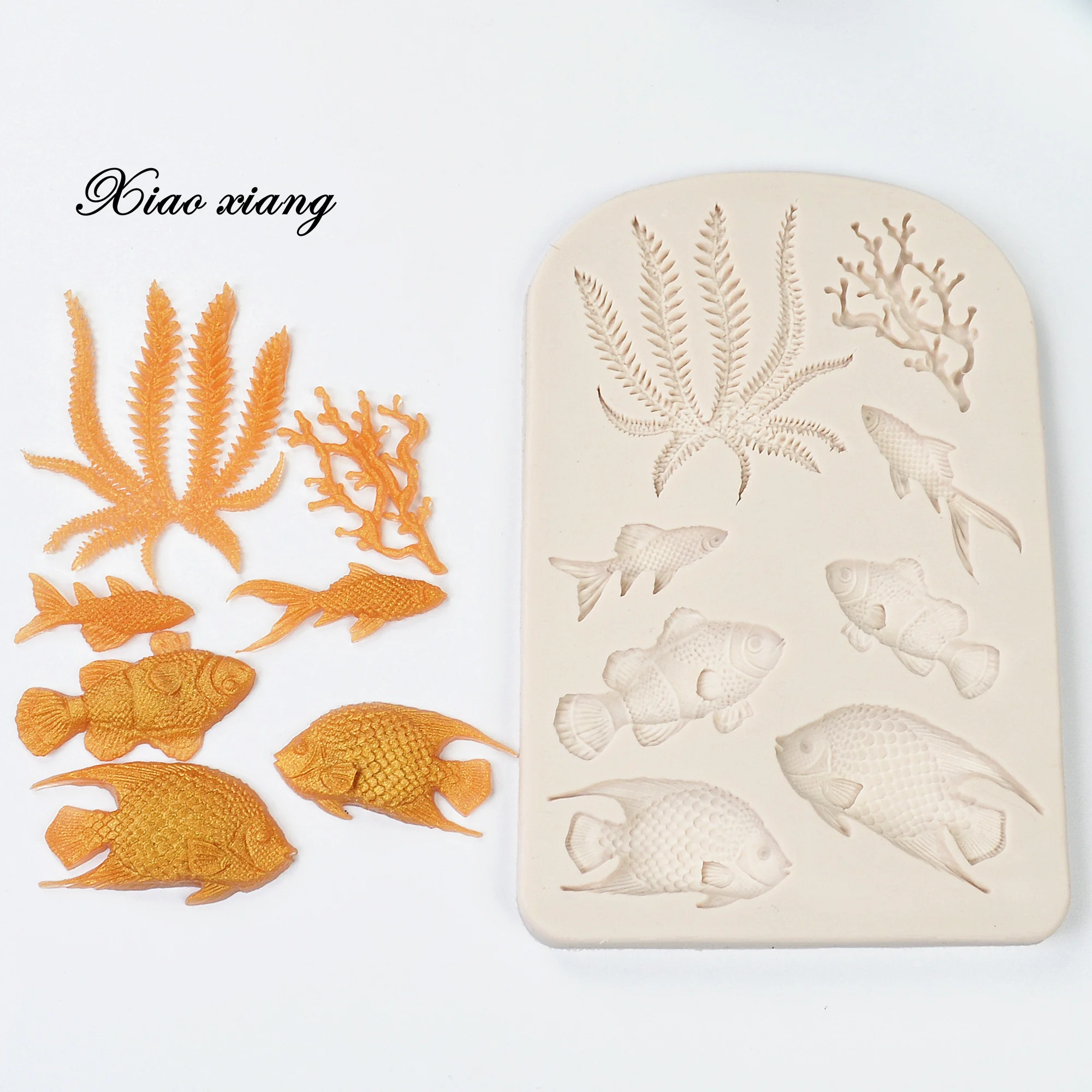 DIY Fish Seaweed Silicone Cake Molds Cake Border Fondant For Baking Cake Decorating Tools Kitchen Baking Accessories FM1588