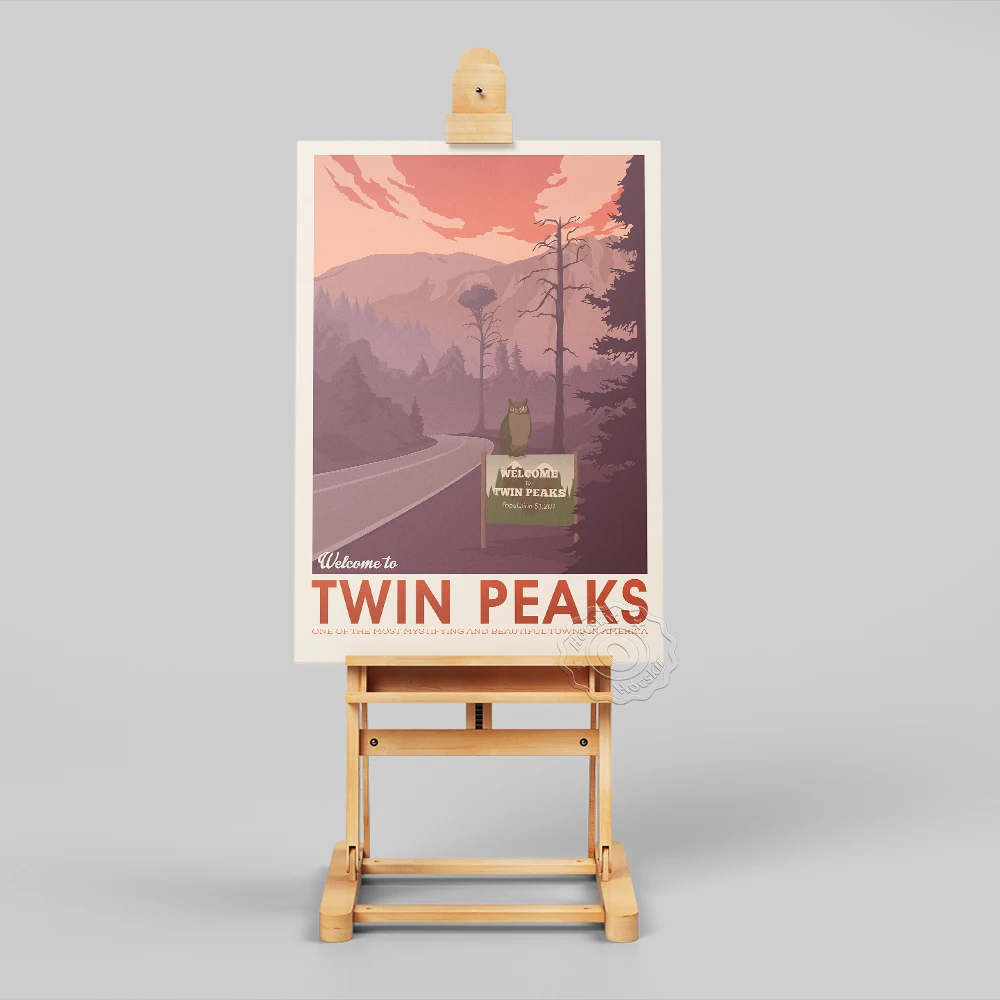 Pôster vintage de série de tv twin peak, teleplay americana david