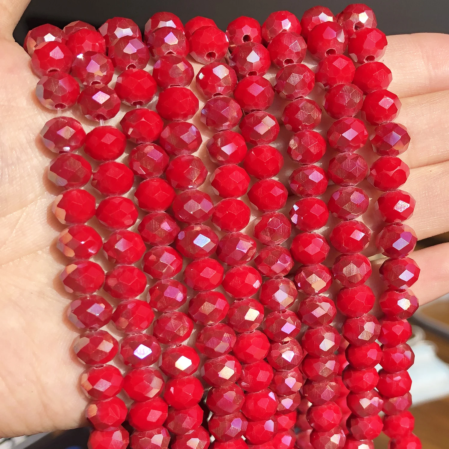 Faceted AB Red Plated Austria Crystal Glass Beads Loose Rondelle Beads for Jewelry Making Diy Bracelet Accessories 15\'\'Strands