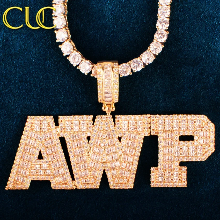 CUC Custom Make Letter Pendant For Men Women Solid Back Micro Pave Zircon Name Necklace Chain Hip Hop Jewelry