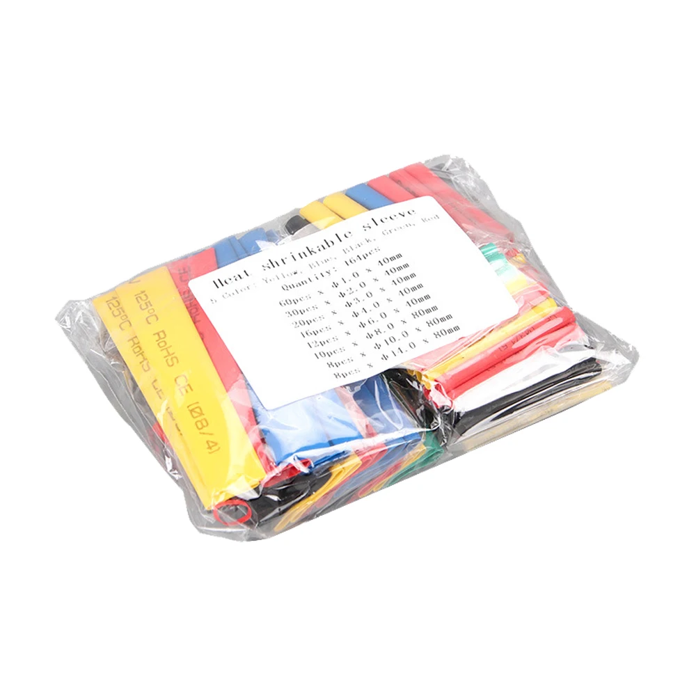 164pcs Heat Shrink Tube Kit Shrinking Assorted Polyolefin Insulation Sleeving Heat Shrink Tubing Wire Cable 8 Sizes