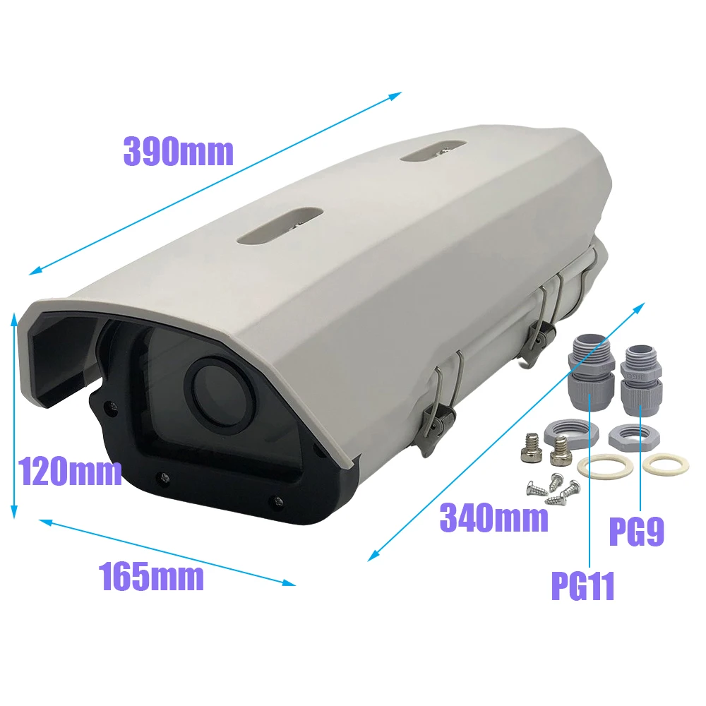 11-Zoll-Sicherheitsüberwachungs-CCTV-Kameragehäuse aus Aluminiumlegierung, 390 x 165 x 120 mm, wasserdichtes IP65-Gehäuse für den Außenbereich