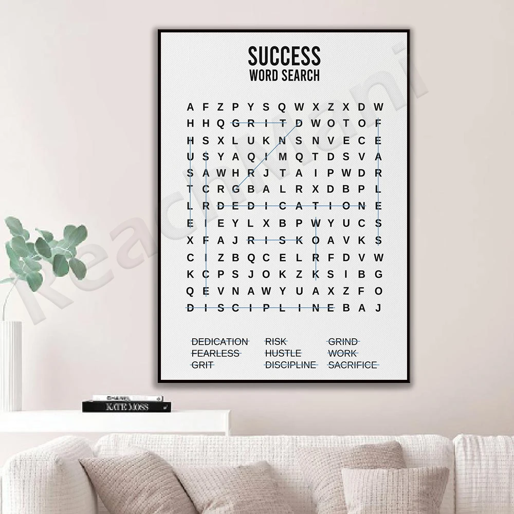 Success Word Search Motivation Office Decoration Funny Gift Business Entrepreneur Inspiration Self-Employed Boss Gift Poster Pri